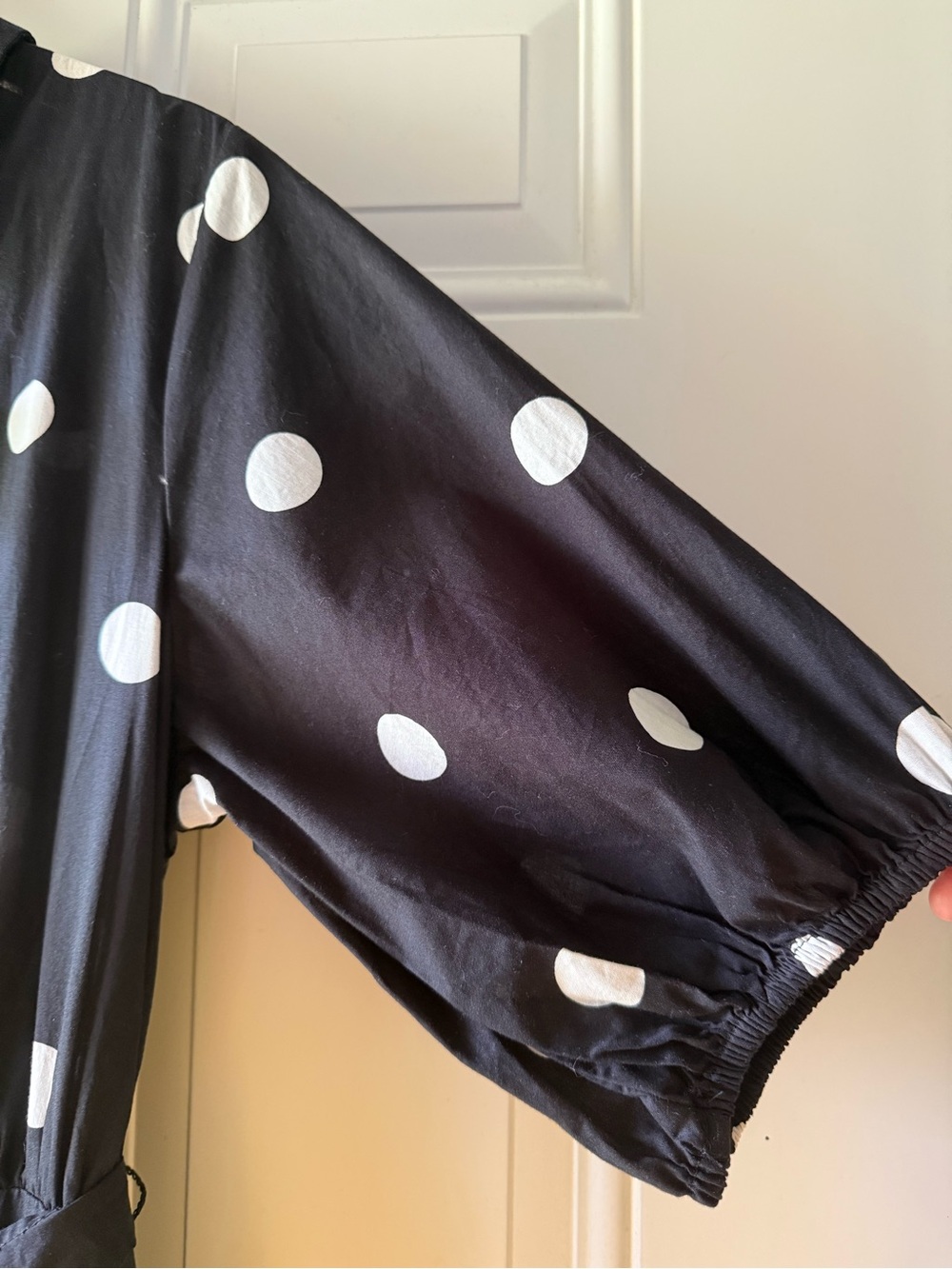 A new day lightweight cotton black and white polka dot midi dress XL - Picture 5 of 7
